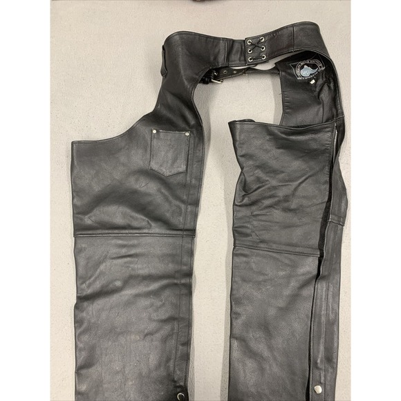 Himalaya Motor Bike Wear Chaps Mens Size Medium Motorcycle Riding Bikers Black - Picture 10 of 16